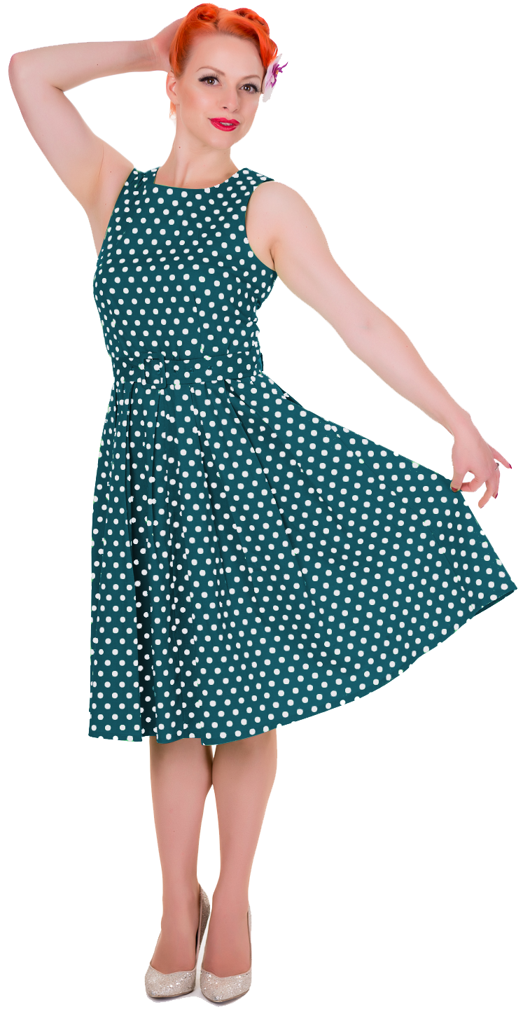 Lola Stylish 50's  Retro Swing Dress in Peacock Blue
