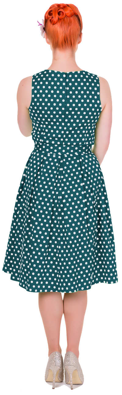 Lola Stylish 50's  Retro Swing Dress in Peacock Blue