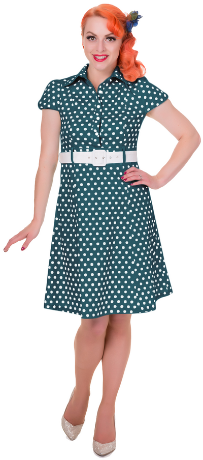 Zelda Vintage Shirt Day Dress in Teal