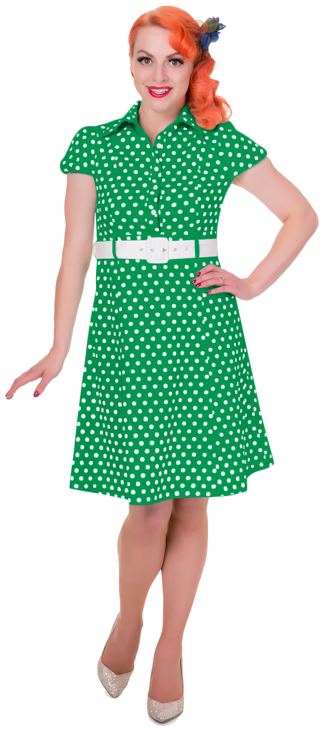 Zelda Vintage Shirt Day Dress in Dark Green