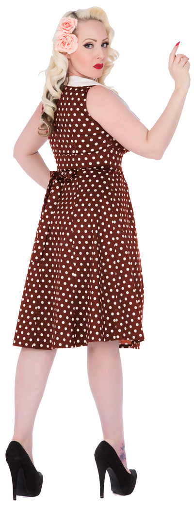 Sally Classic Vintage Sailor Dress in Brown