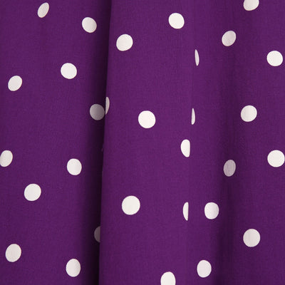 Claudia Flirty Fifties Style Polka Dot Dress In Purple-White