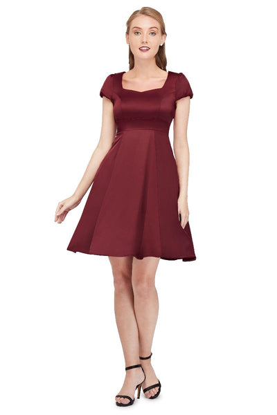 Claudia Burgundy Swing Dress