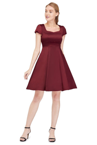 Claudia Burgundy Swing Dress