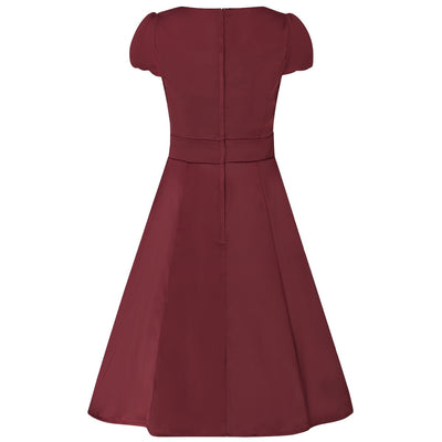 Claudia Burgundy Swing Dress