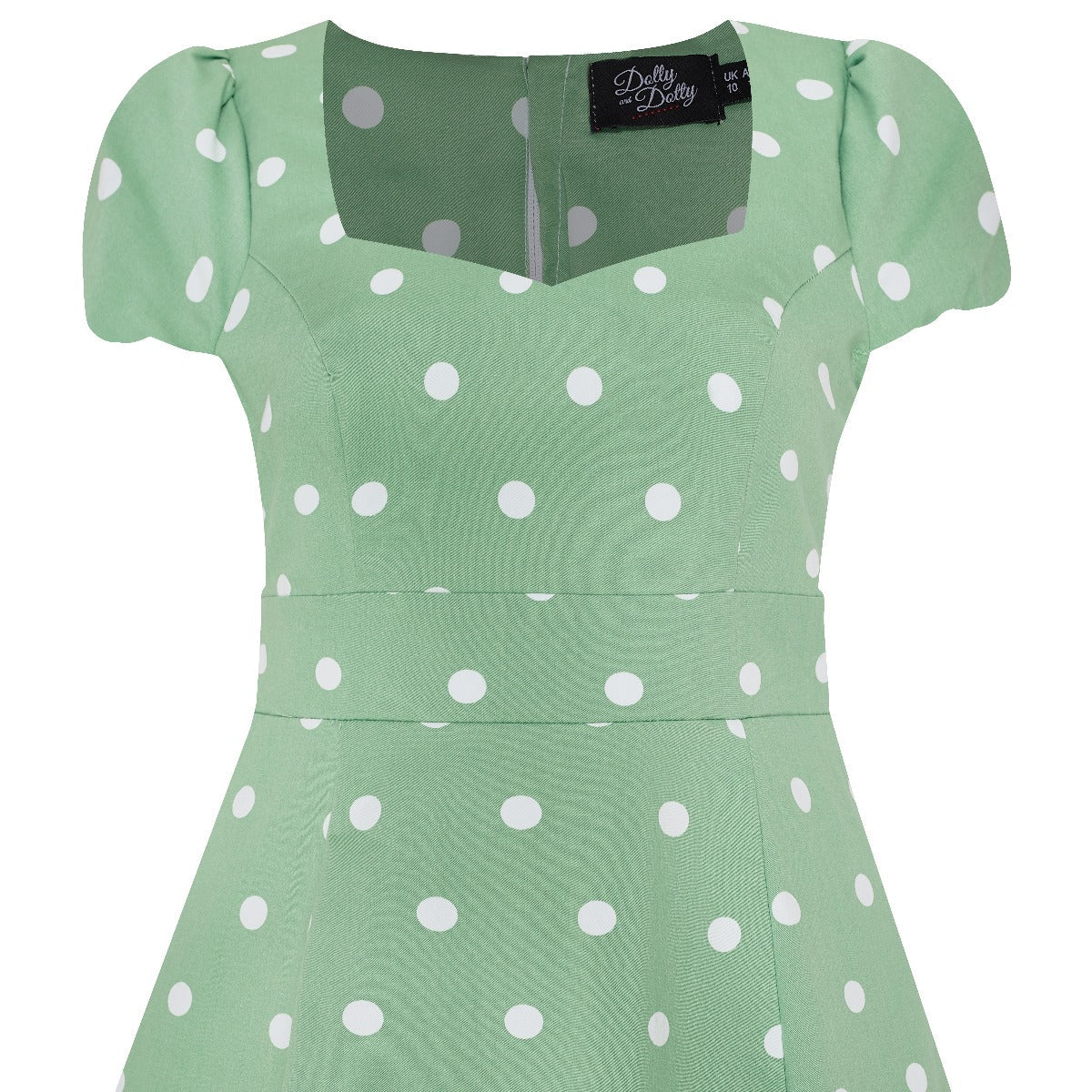 Claudia Classic Fifties Style Dress Pale Green and Polka Dots