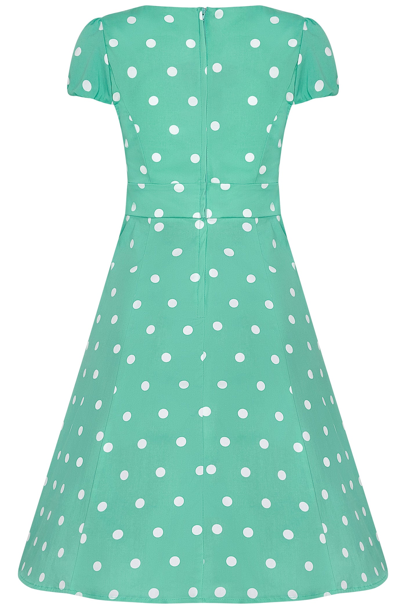 Claudia Flirty Fifties Style Polka Dot Dress In Mint/White