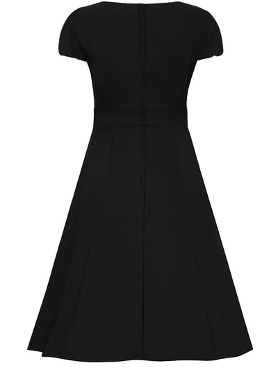 Claudia Fifties Style Vintage Inspired Dress in Plain Black