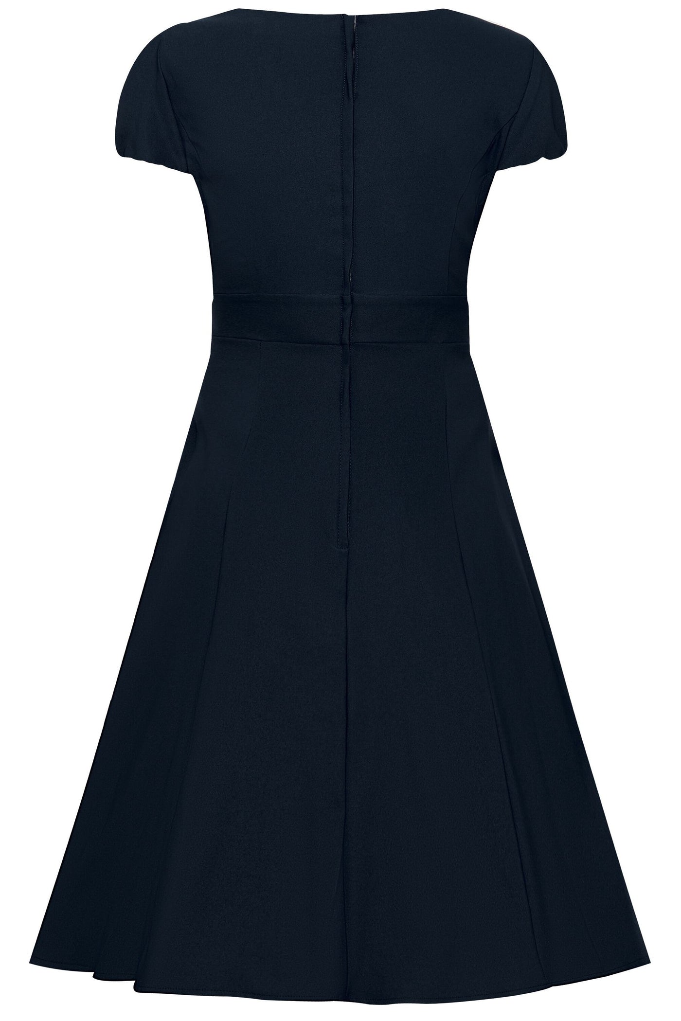 Claudia Fifties Style Vintage Inspired Dress in Plain Navy Blue