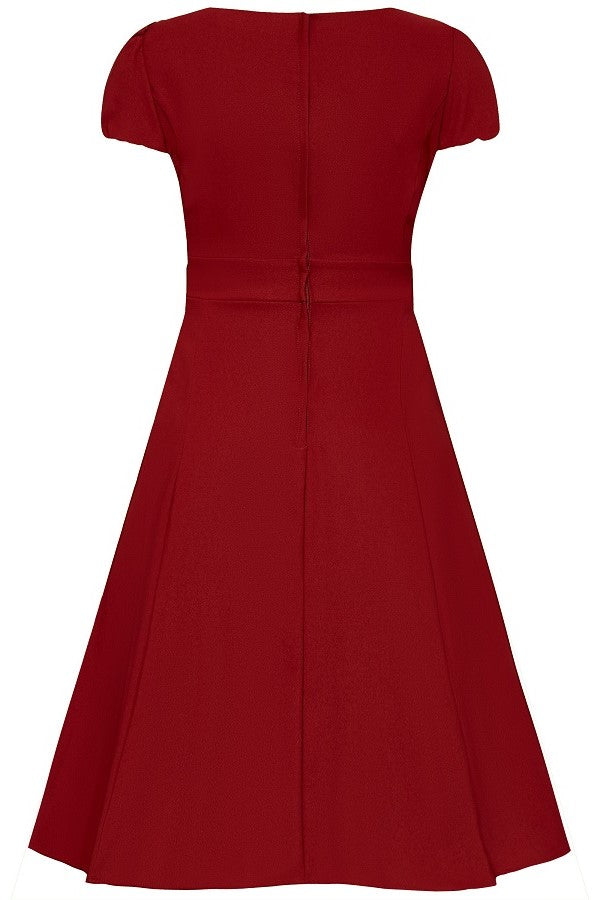 Claudia Fifties Style Vintage Inspired Dress - Plain Red