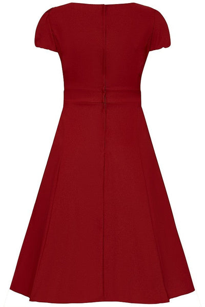Claudia Fifties Style Vintage Inspired Dress - Plain Red