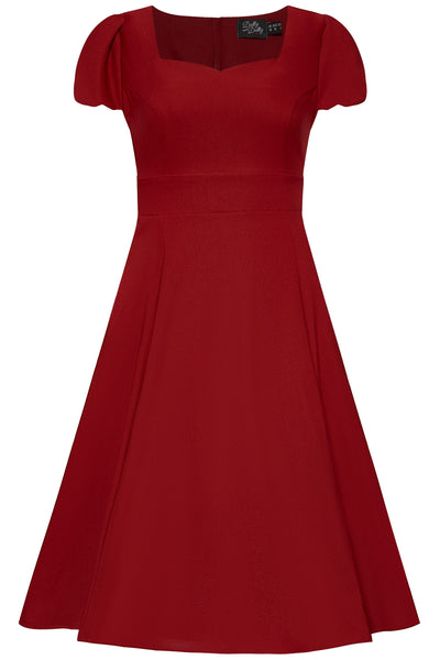 Claudia Fifties Style Vintage Inspired Dress - Plain Red