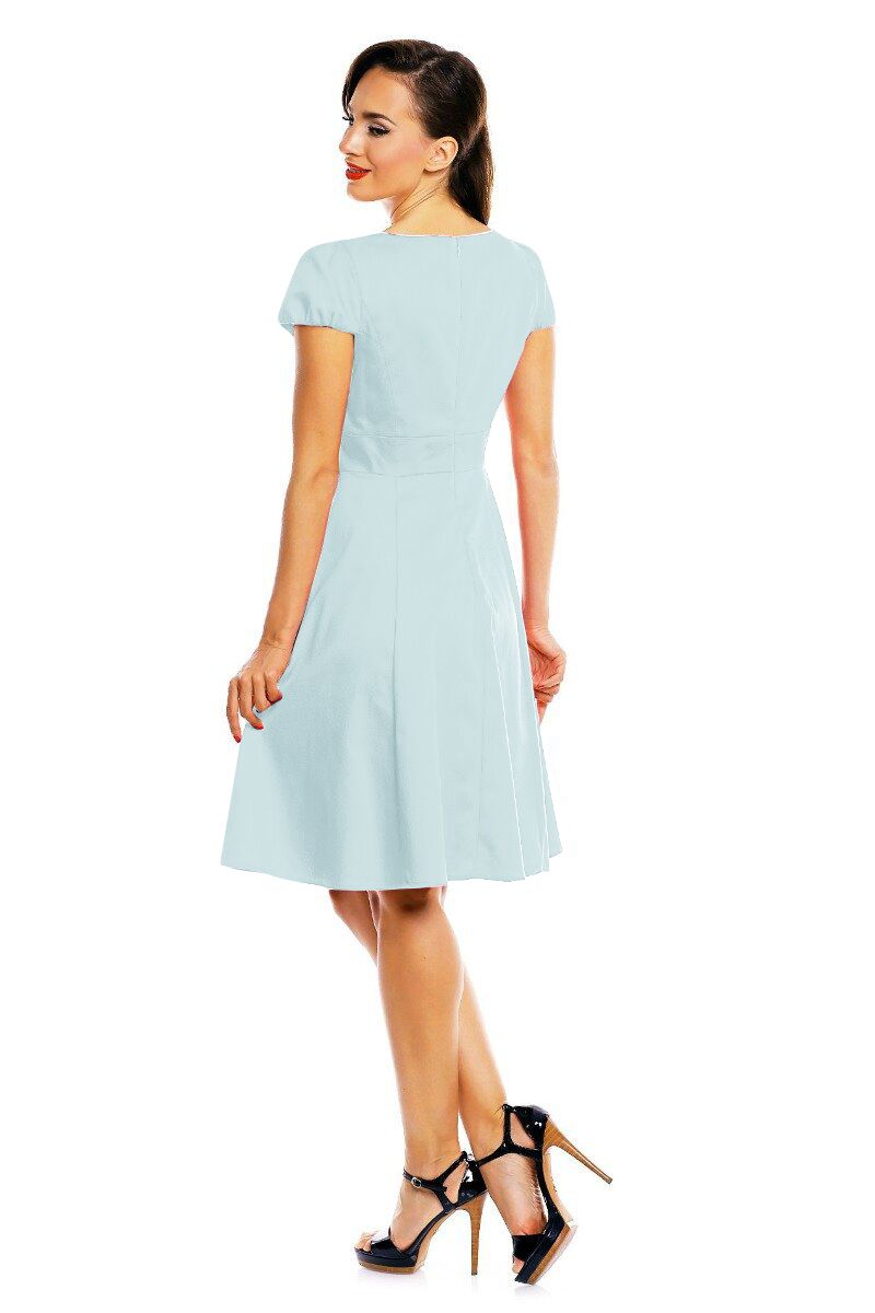 Claudia Flirty Fifties Style Dress In Pale Blue