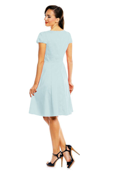 Claudia Flirty Fifties Style Dress In Pale Blue