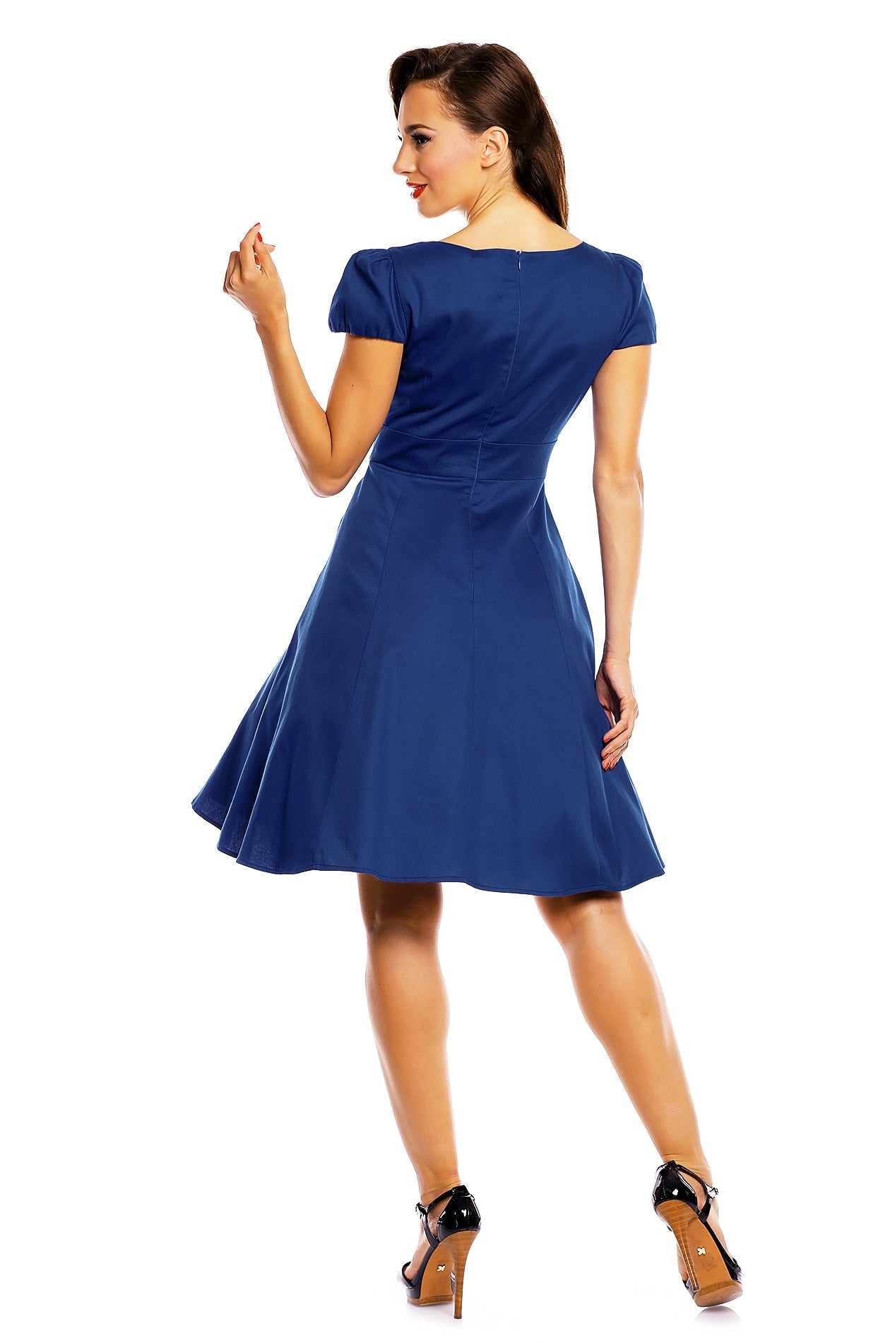 Claudia Flirty Fifties Style Dress in Blue