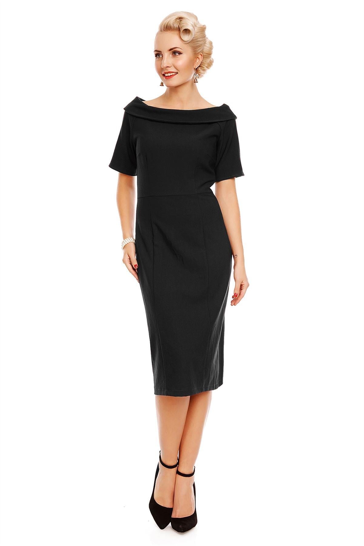 Venus Van Chic - Valerie Faux Fur Fitted Dress in Black