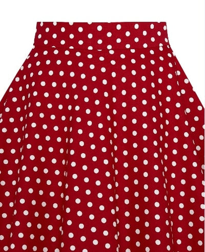 Shirley High Waist Full Circle Polka Dot Skirt in Red