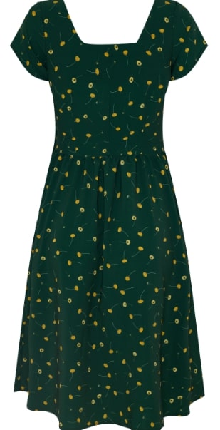 Viktoria 50s inspired A-line dress in Green & Yellow Floral