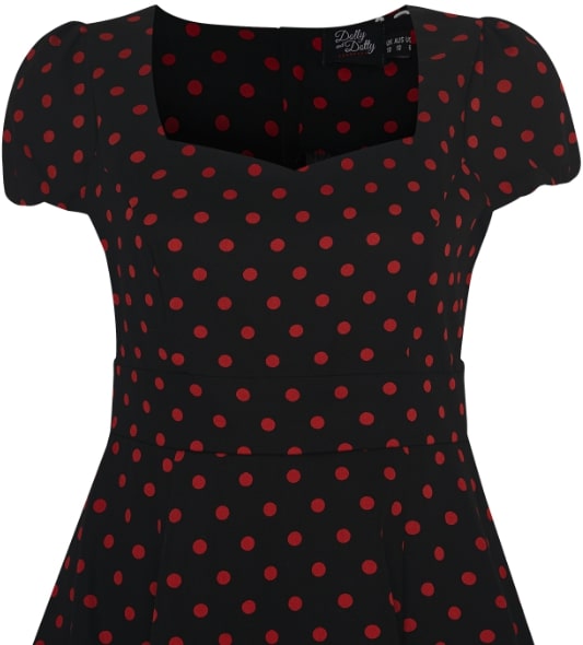Claudia Flirty Fifties Polka Dot Dress in Black-Red