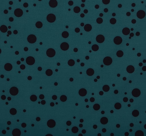 Annette 1950s Inspired Collar Dress - Dark Green Scattered, Black  Polka Dots