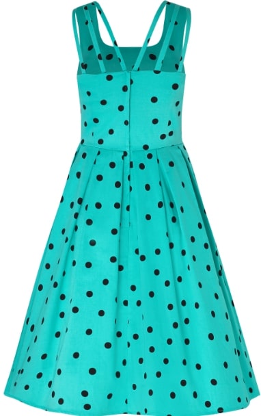 Dolly and dotty Women's swing dress Vintage Dress Aqua & Black polka