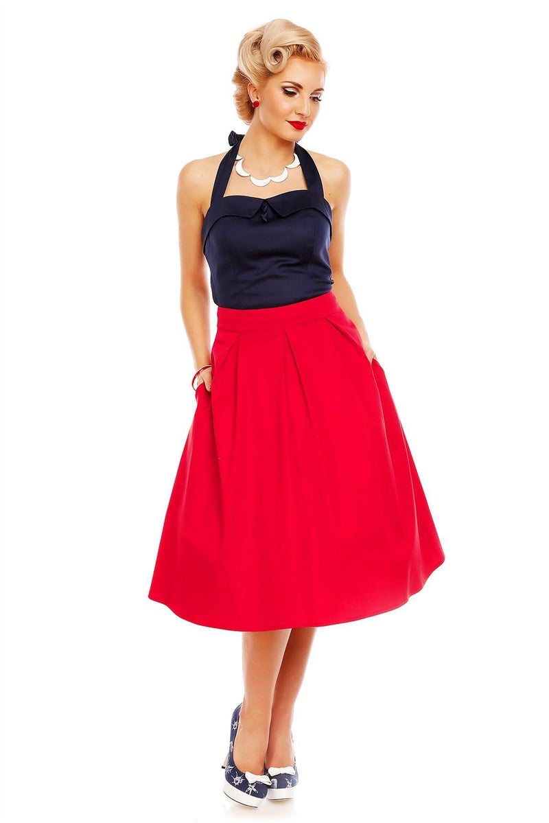 Carmen Heart Button Halter Top in Navy Blue