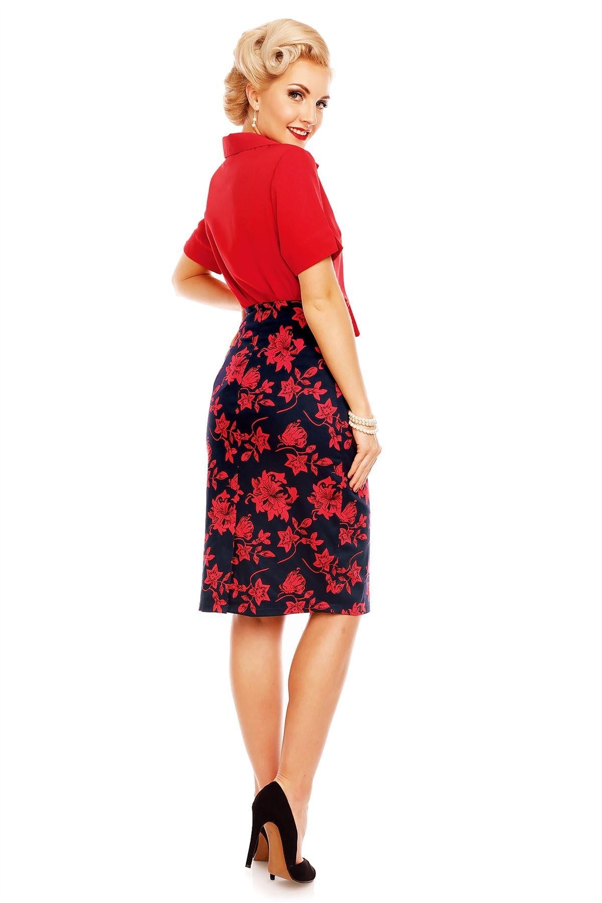 Ruby Short Sleeve Tie Blouse in Red