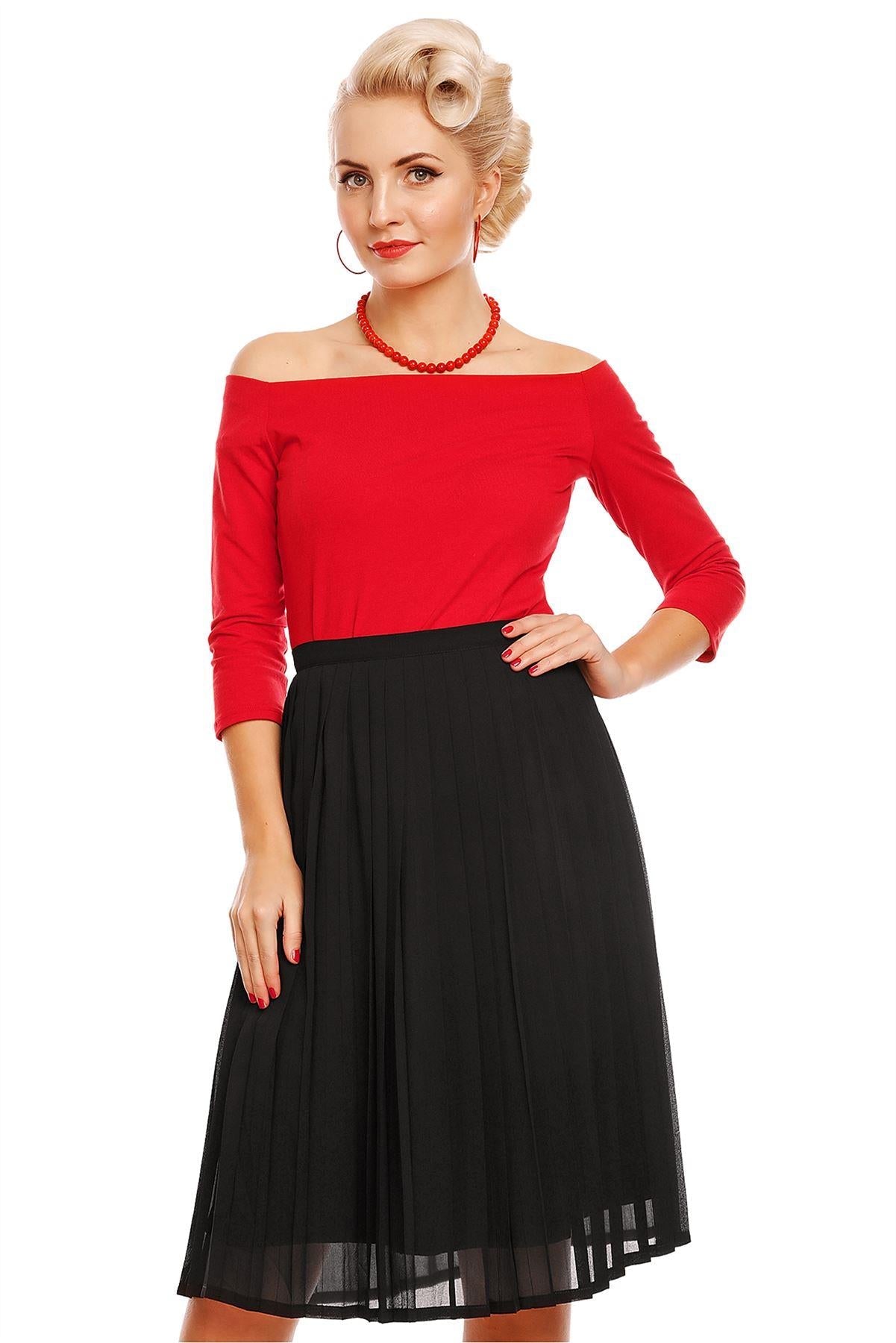 Marjorie Pleated Chiffon Ruffled Skirt in Black