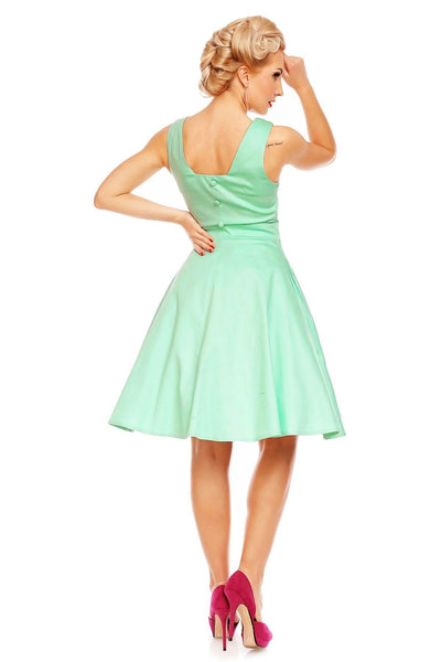 Natalie Retro Swing Flamingo Story Dress in Green