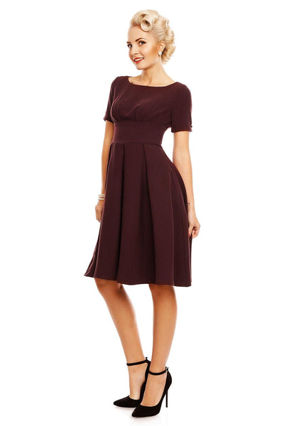 Venus Van Chic - Pamela Sleeved Swing Dress in Burgundy