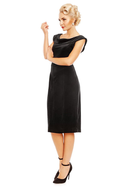 Darla Fitted Velvet Vintage Dress in Black
