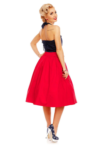 Carmen Heart Button Halter Top in Navy Blue