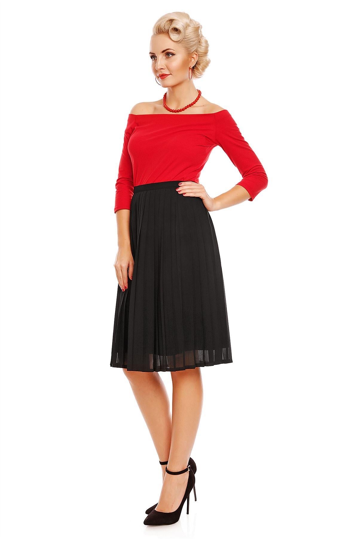 Marjorie Pleated Chiffon Ruffled Skirt in Black