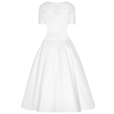 Tessa Lace Short Sleeved Dress in White