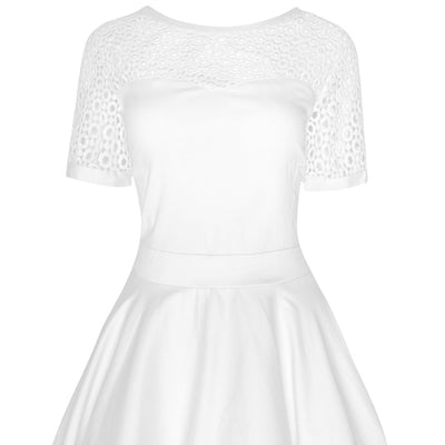 Tessa Lace Short Sleeved Dress in White