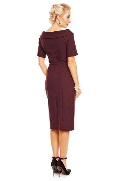 Venus Van Chic - Valerie Vintage Fitted Dress in Burgundy