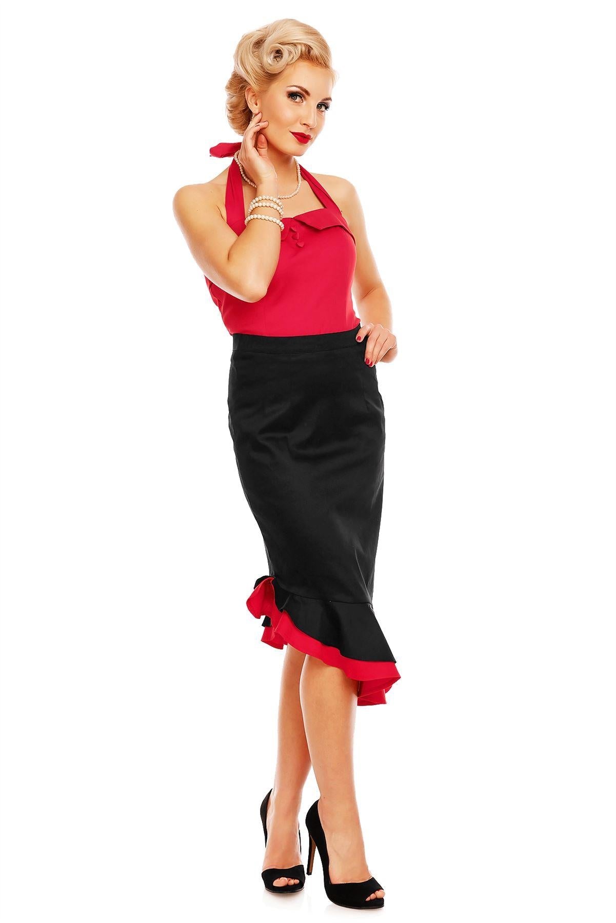 Carmen Heart Button Halter Top in Red