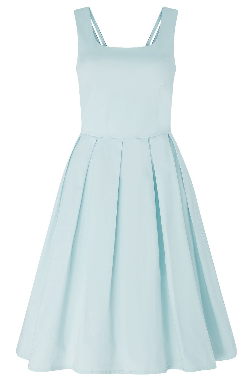 Patricia  Subtle-Yet-Sexy Flared Vintage Inspired Dress Blue