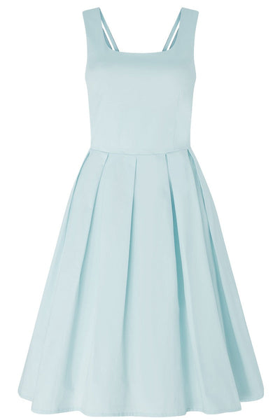 Patricia  Subtle-Yet-Sexy Flared Vintage Inspired Dress Blue