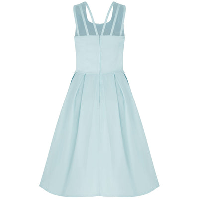 Patricia  Subtle-Yet-Sexy Flared Vintage Inspired Dress Blue