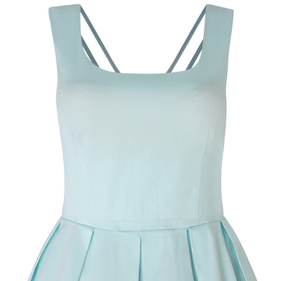 Patricia  Subtle-Yet-Sexy Flared Vintage Inspired Dress Blue