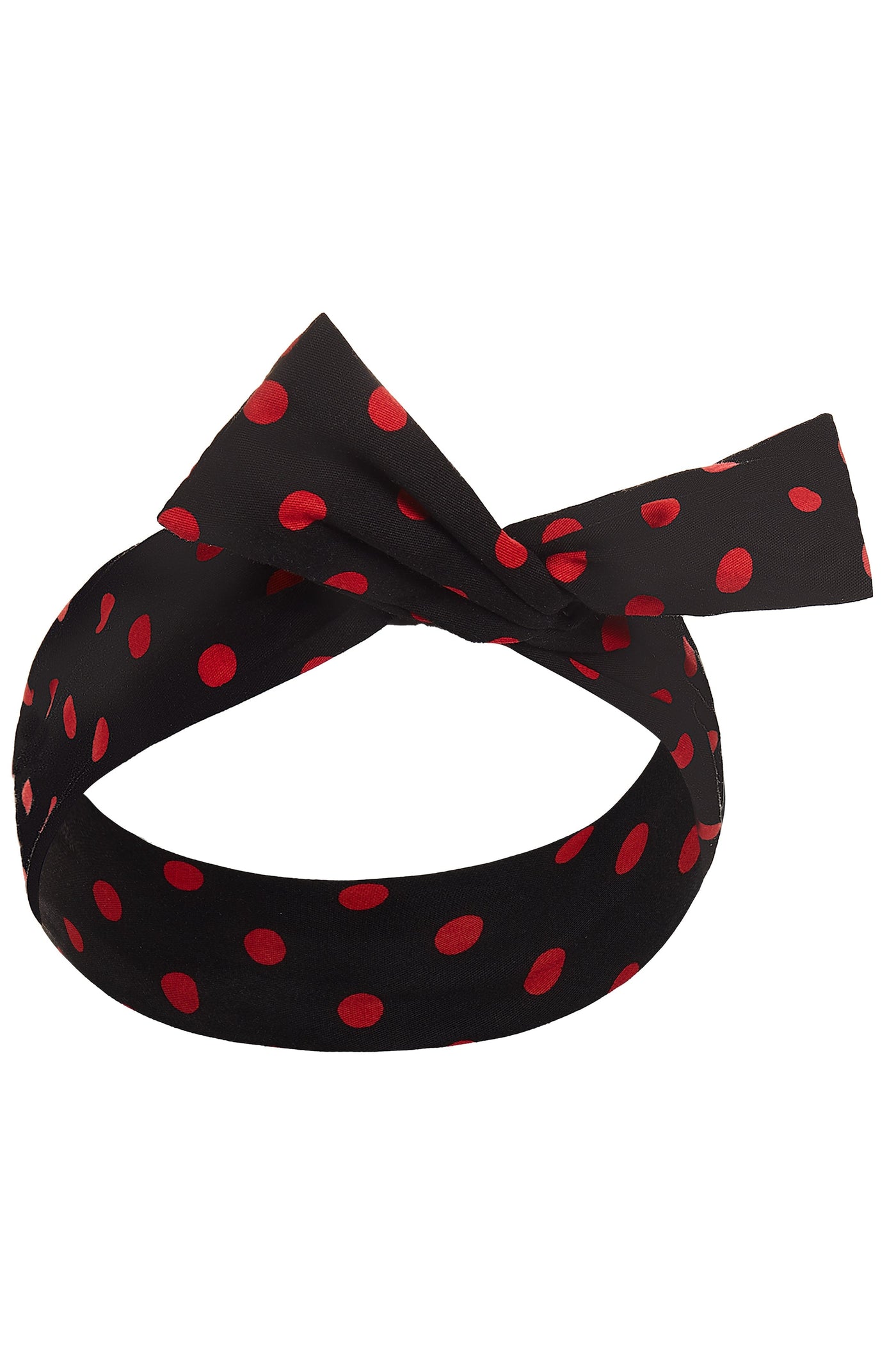 50's inspired Bow Tie headband in Black-Red Polka dots