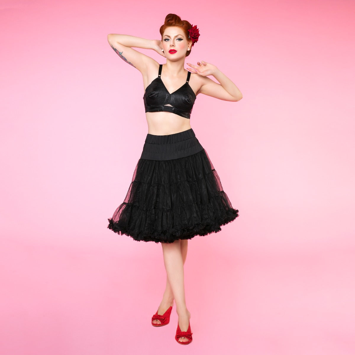 Soft Fluffy Nylon Petticoat 59cm-23 Inches in Black