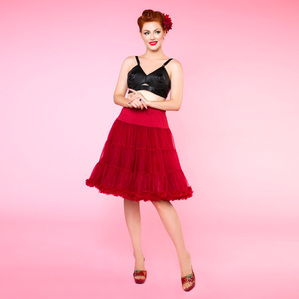 Soft Fluffy Nylon Petticoat 59cm-23 Inches in Burgundy