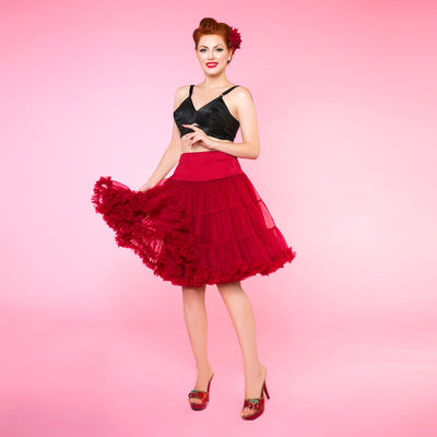 Soft Fluffy Nylon Petticoat 59cm-23 Inches in Burgundy
