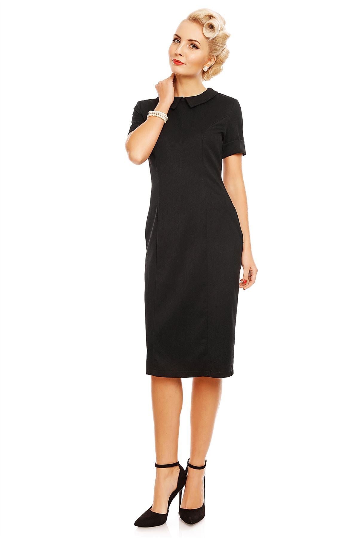 Venus Van Chic Toni Fitted Collar Dress in Black