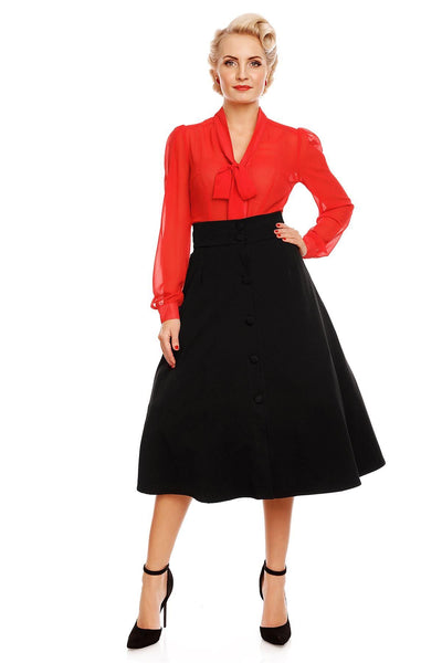 Margaret Long Sleeve Chiffon Blouse in Red