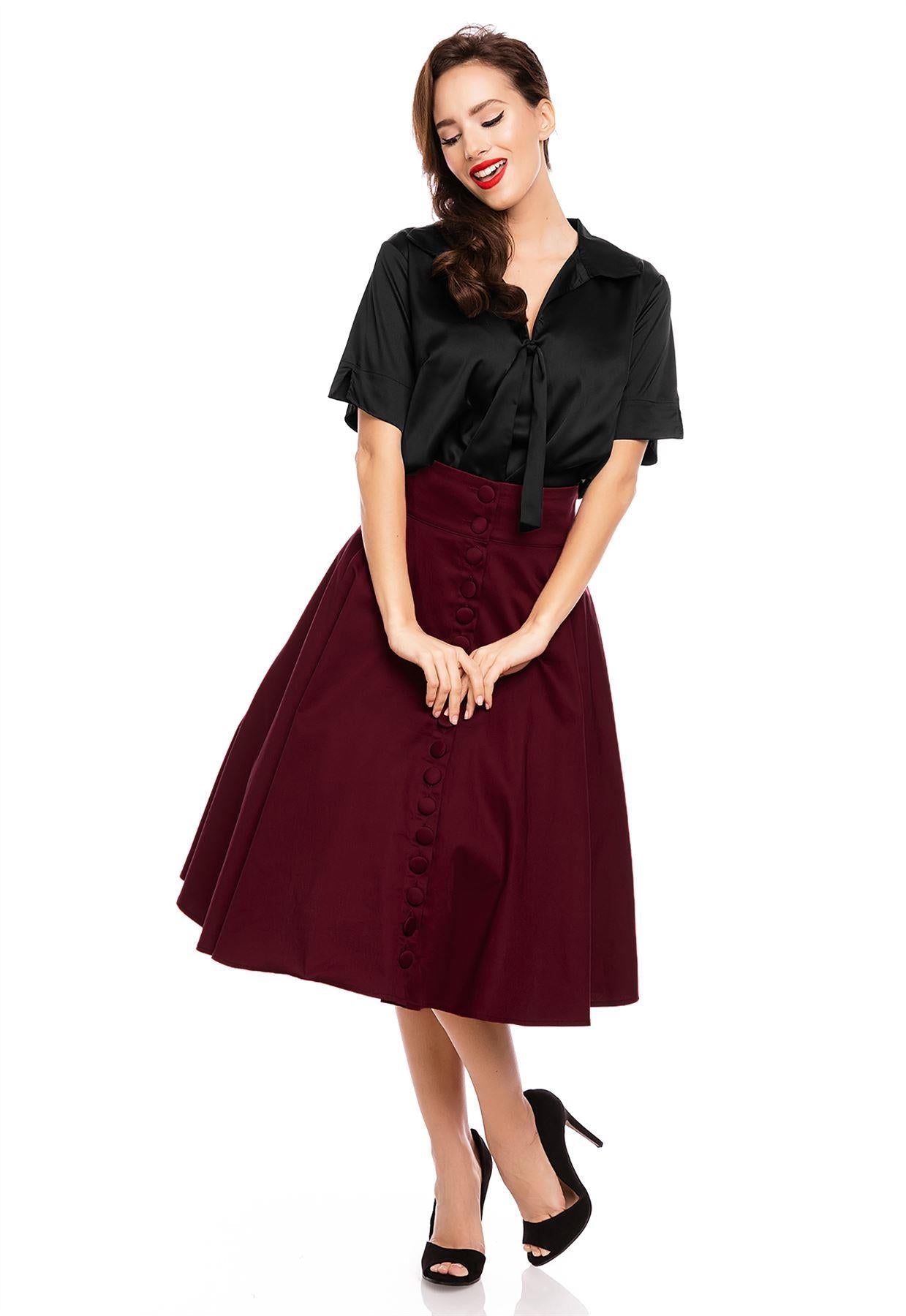 Ruby Short Sleeve Tie Blouse in Satin Black