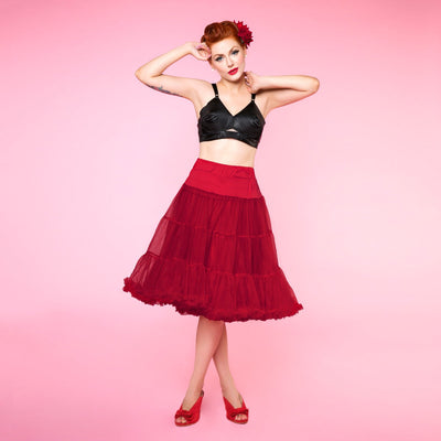 Soft Fluffy Nylon Petticoat 65cm-26 Inches in Burgundy