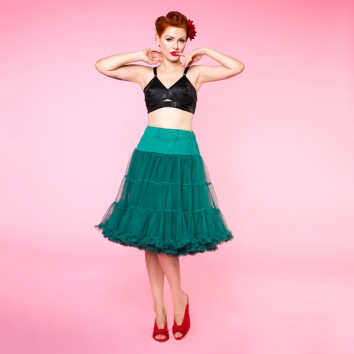 Soft Fluffy Nylon Petticoat 65cm-26 Inches in Green